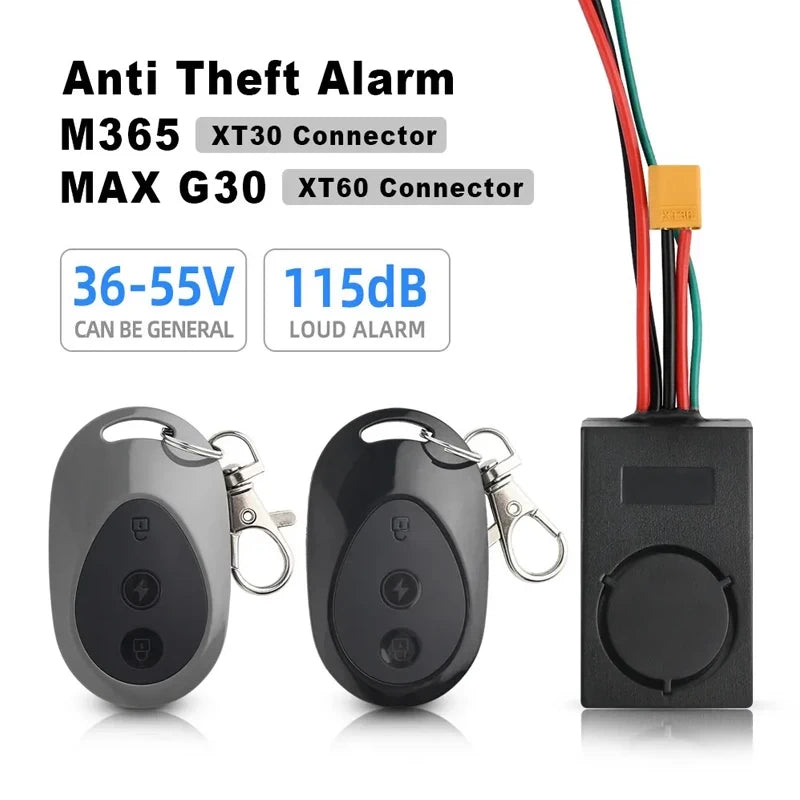 XT30 (Xiaomi) and XT60 (Ninebot) connector options for electric scooter alarm compatibility
