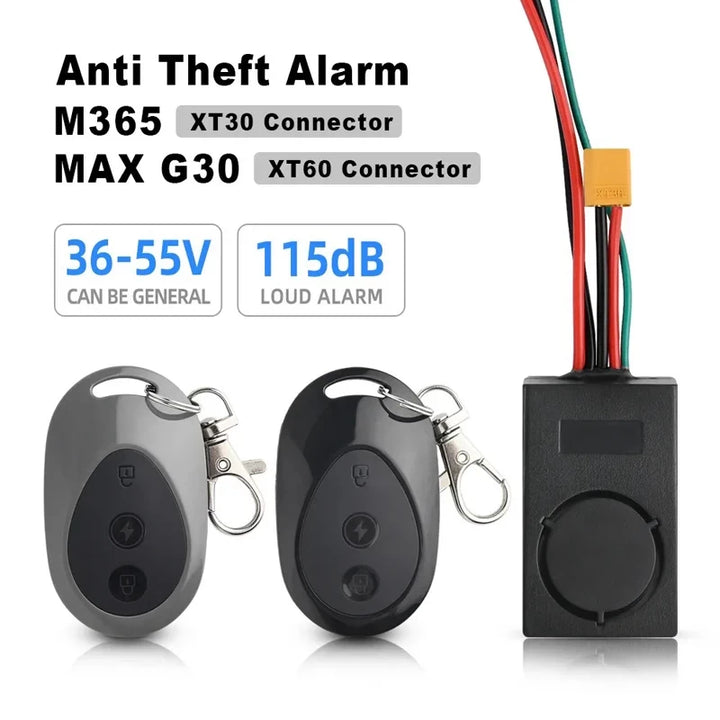 XT30 (Xiaomi) and XT60 (Ninebot) connector options for electric scooter alarm compatibility