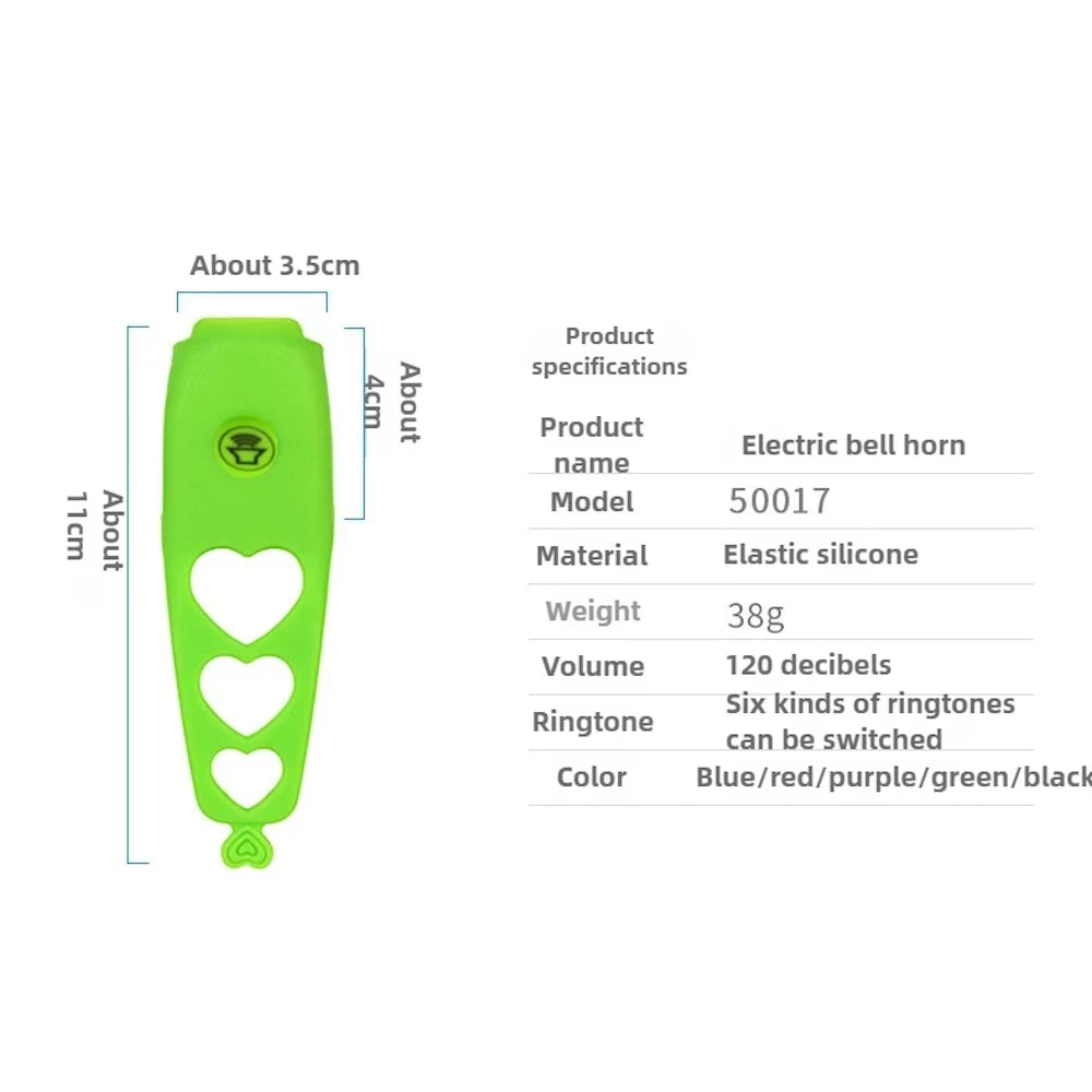 green bell with dimensions and product specifications listed alongside.