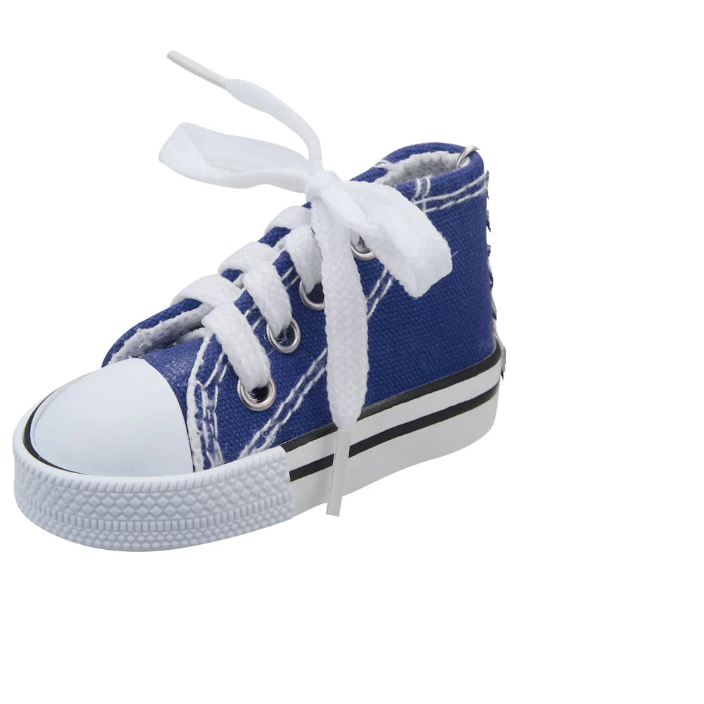 Sneaker-style kickstand cover in blue with lace detail.