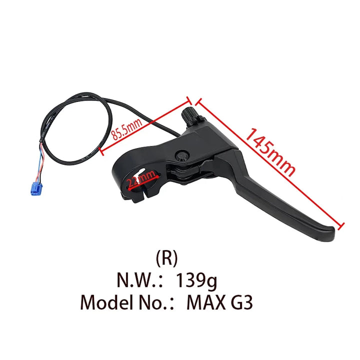 Ninebot Max G3 right brake lever dimensions 145mm length 22mm clamp