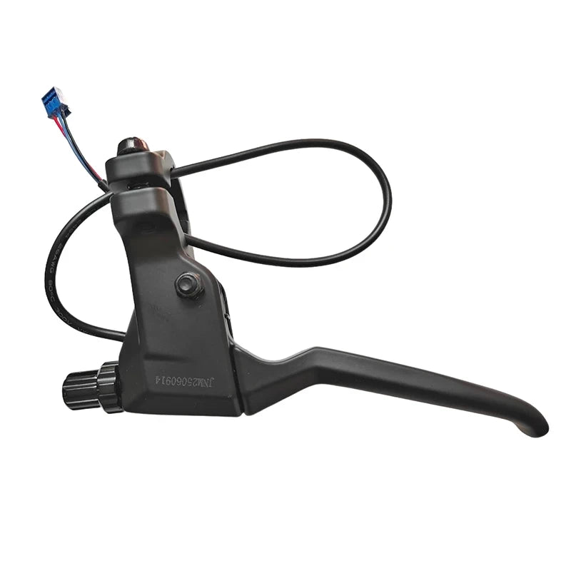 Underneath view of Ninebot Max G3 left brake lever with wiring connector