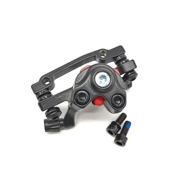 Inner side view of brake calliper highlighting pads, adjustment screw and compact housing