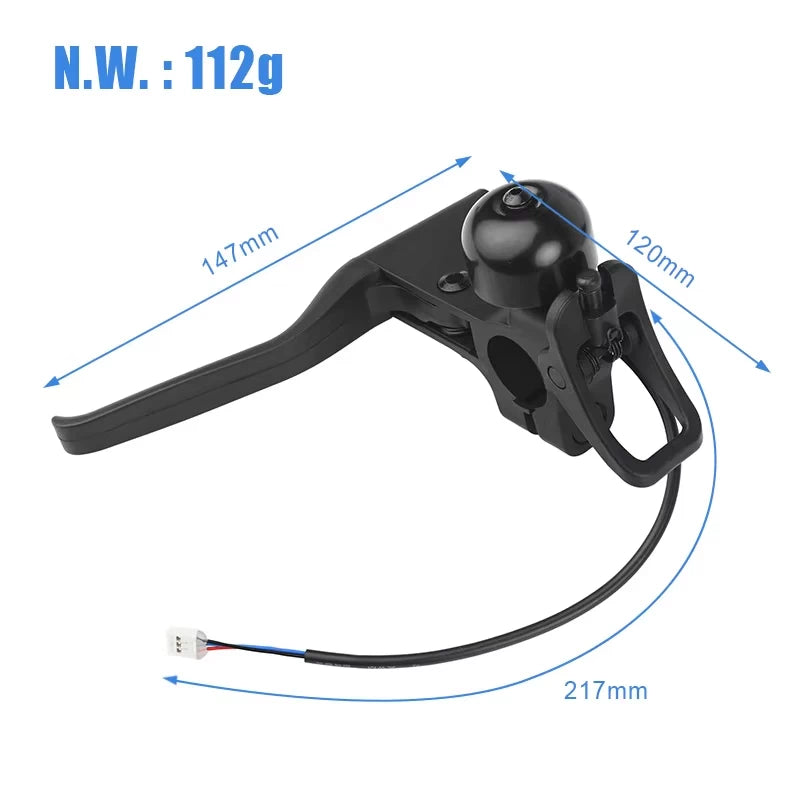 Product with labelled dimensions: 147mm lever, 120mm mount, 217mm wire