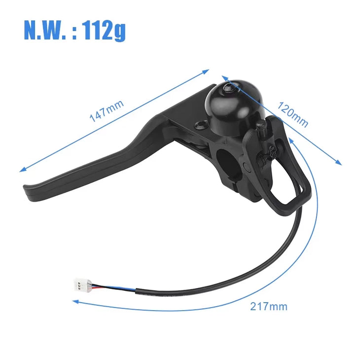 Product with labelled dimensions: 147mm lever, 120mm mount, 217mm wire