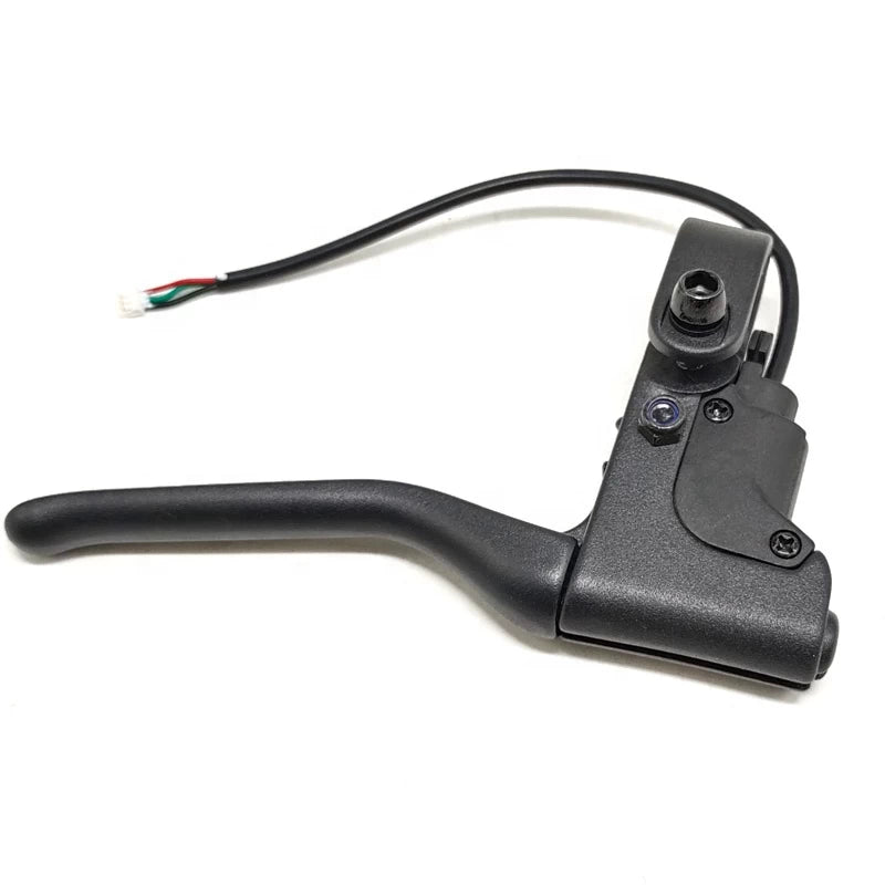 Brake lever laid flat to show ergonomic handle and cable length
