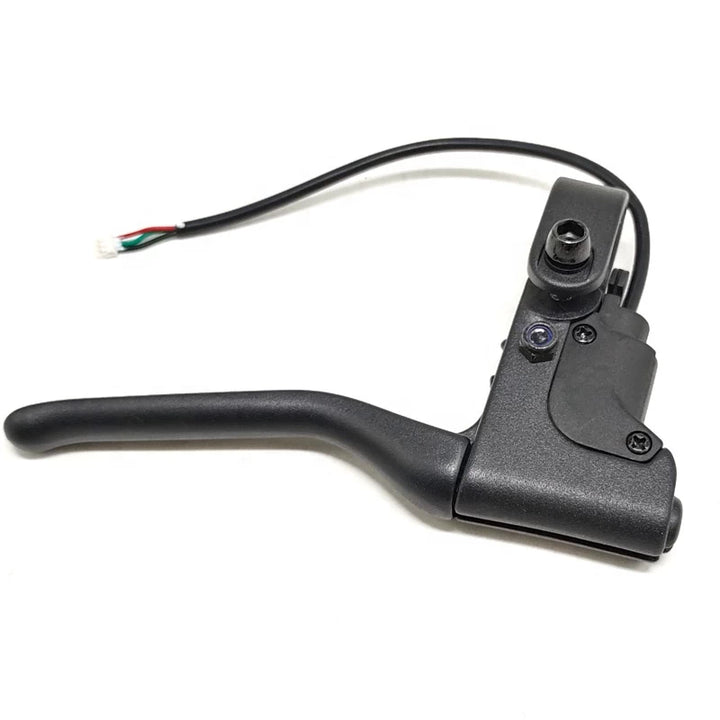 Brake lever laid flat to show ergonomic handle and cable length