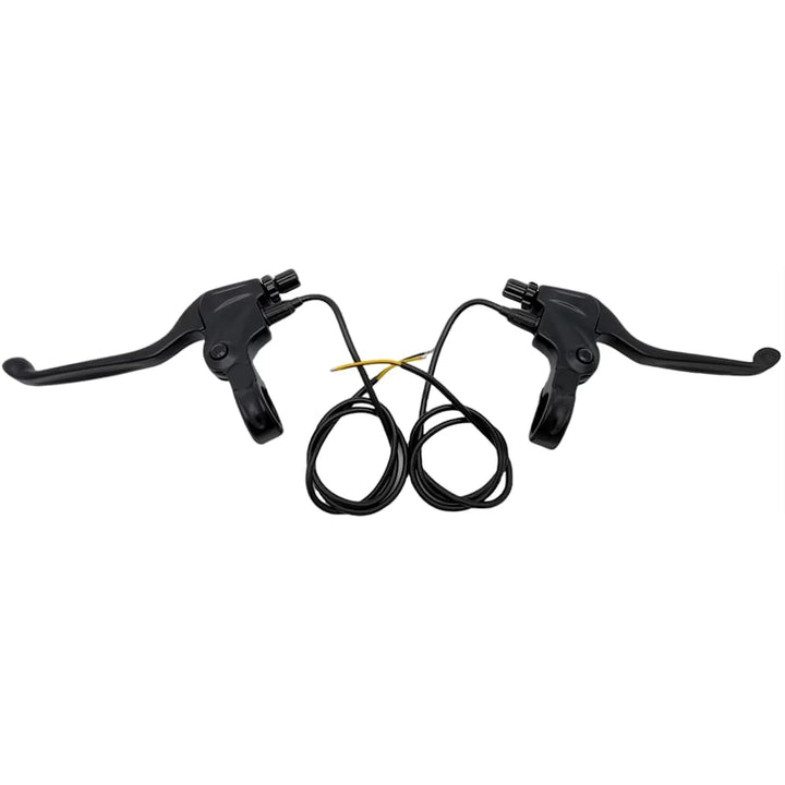 Pair of original mechanical brake levers for Bexly and Zero electric scooters, featuring durable black construction.