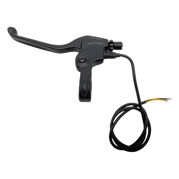 Left/rear brake lever for Bexly and Zero electric scooters, featuring a black finish and wired connector.