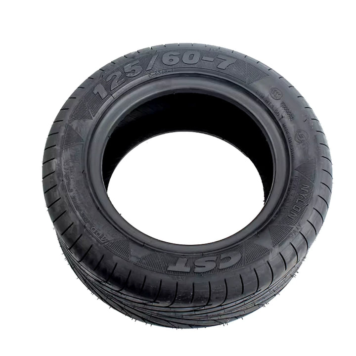 Side perspective view of CST 125/60-7 tubeless tyre for Dualtron X, Teverun Fighter Supreme and Begode K6