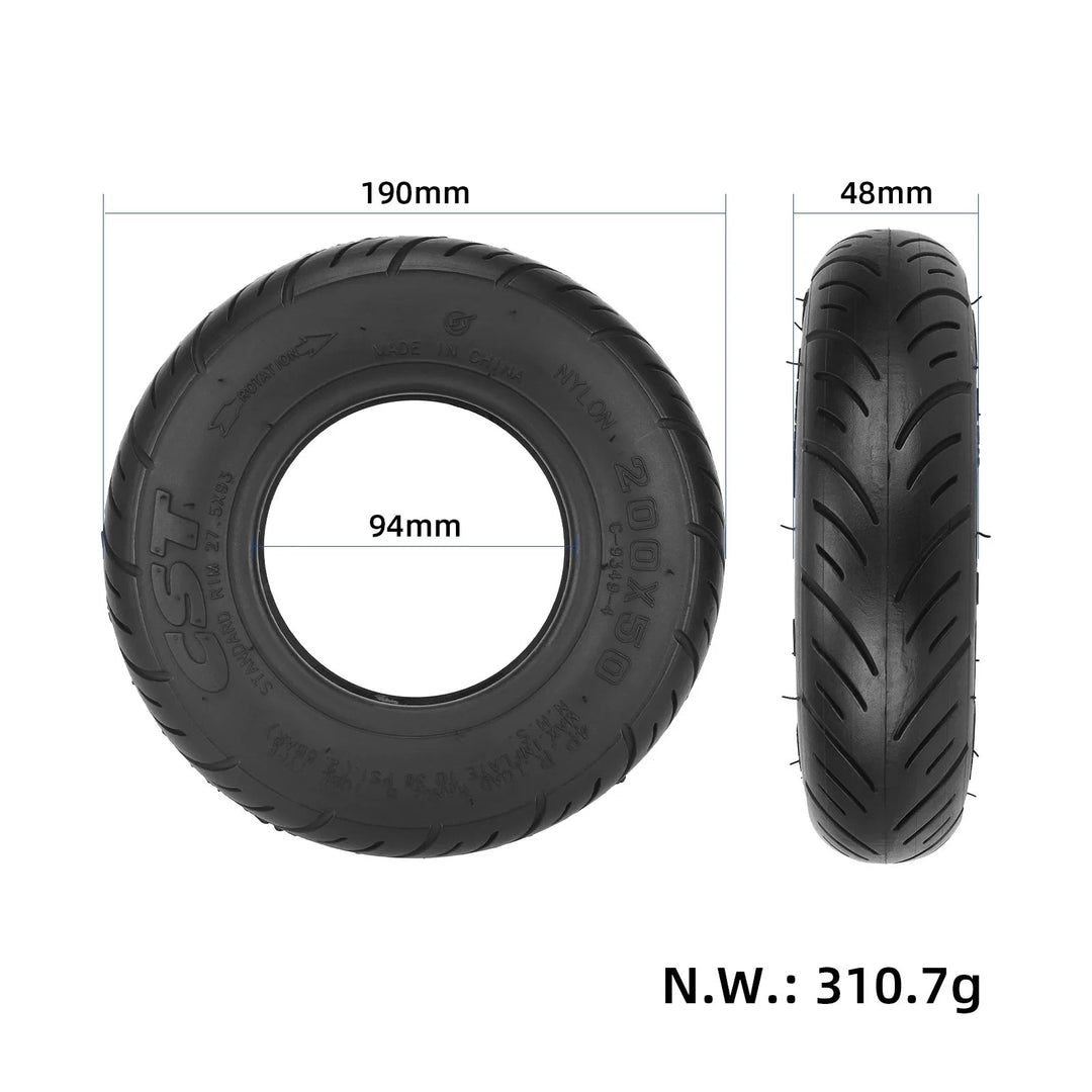 CST 200×50 tyre showing 8-inch size dimensions and width
