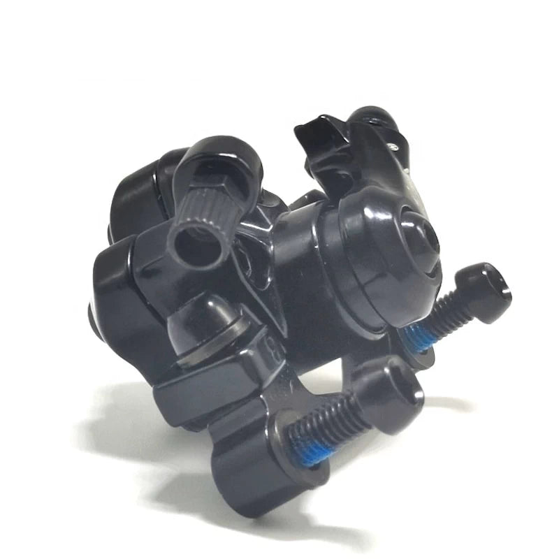 Low front view of JAK mechanical disc brake calliper showing mounting bracket and bolts.