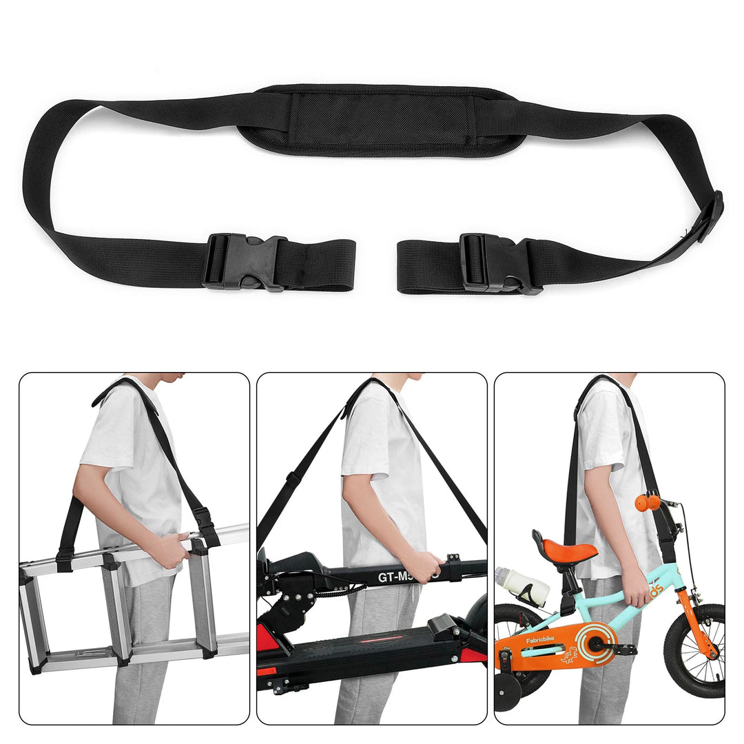 Multifunctional shoulder strap for carrying scooters, bikes, and ladders - strong and adjustable, suitable for various uses