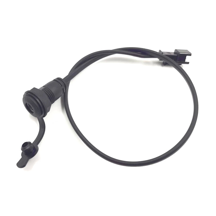 Kugoo G2 Pro charging cable and port assembly, black insulated wire.