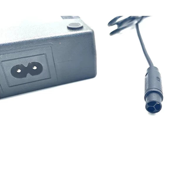 Side view of plug and socket of XVE126-6300180 Charger (63V 1.8A)/AC Power Adapter for Inmotion S1, S1F and L9 electric scooters