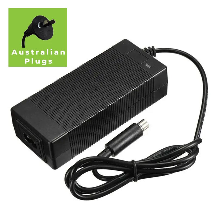 Top view of the single-pin (Xiaomi/Ninebot plug) with inset showing the Australian Plug