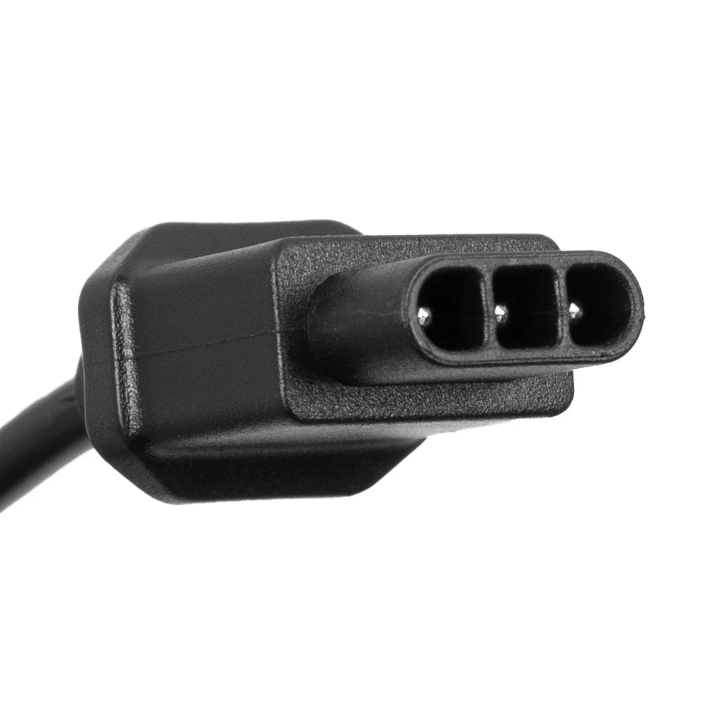 Close-up of 3-pin output connector for NIU KQi3 / KQi2 charger.