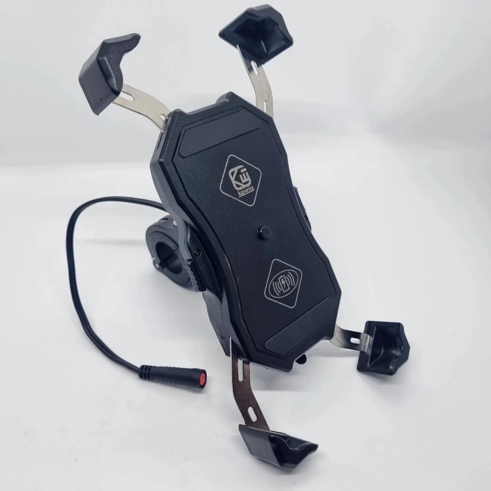 Hero shot of the wireless charging mount for Voltrium scooters, ideal for navigating and charging while on the go.