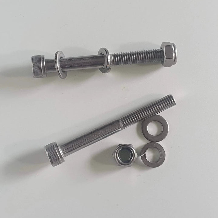 EMOVE Cruiser main folding bolt set replacement parts, including Australian stainless steel bolt, washer, spring washer and nut - essential for scooter frame stability.