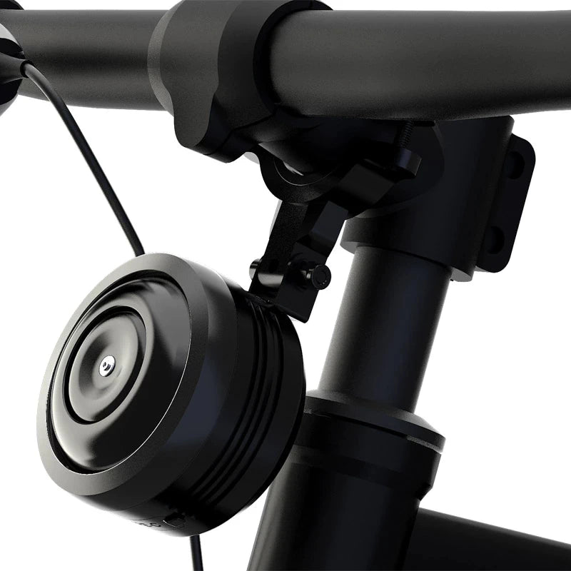 Anti-Theft Electric Horn installed on bike handlebars - Compact and loud electric bike horn for added security and safety.