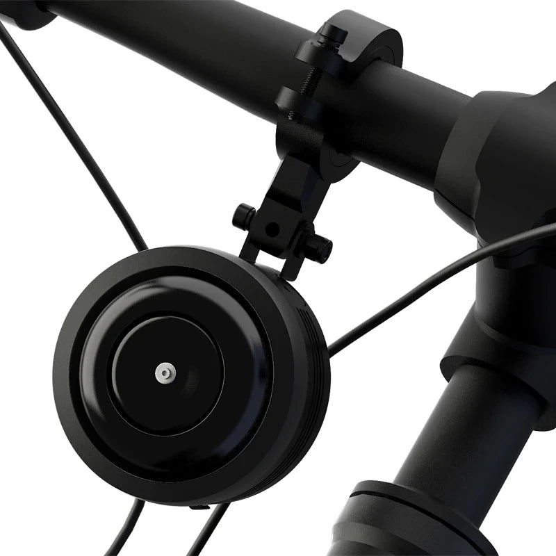 Electric bike horn securely mounted on handlebars - High-decibel anti-theft horn for e-bikes and scooters, ensuring safety and security.