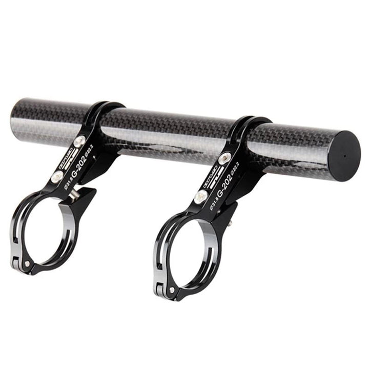 GUB carbon-fibre handlebar extender with dual mounting brackets, 202mm length.