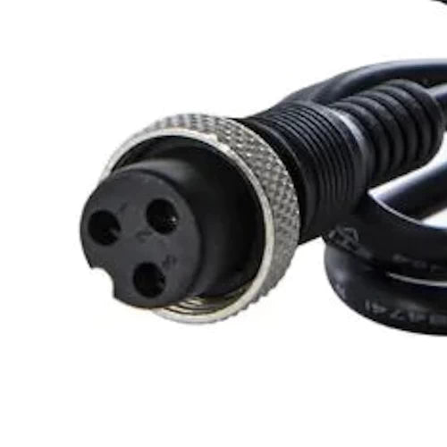GX16-3 female connector on a 3-pin electric scooter charger.