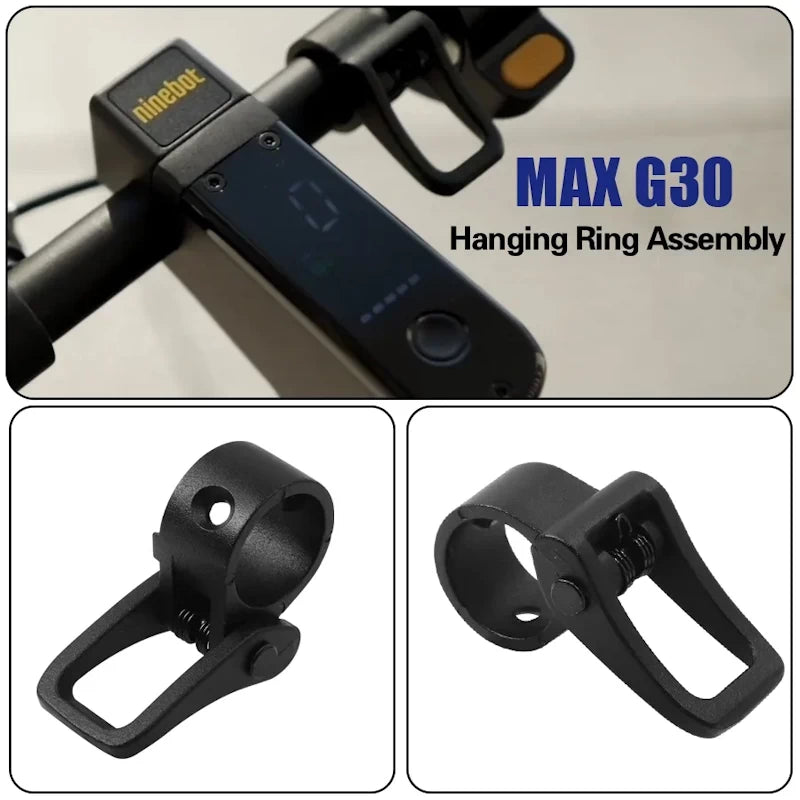 Front view of Ninebot MAX G30 hanger hook and dashboard
