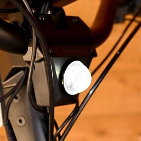 Bright 1000 Lumen Headlight in action, fitted on Bexly Blackhawk electric scooter.