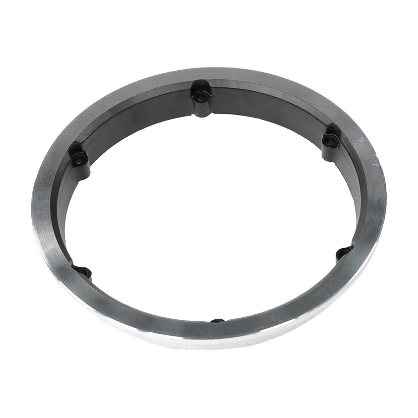 Top view of aluminium hub ring with 6 mounting points.