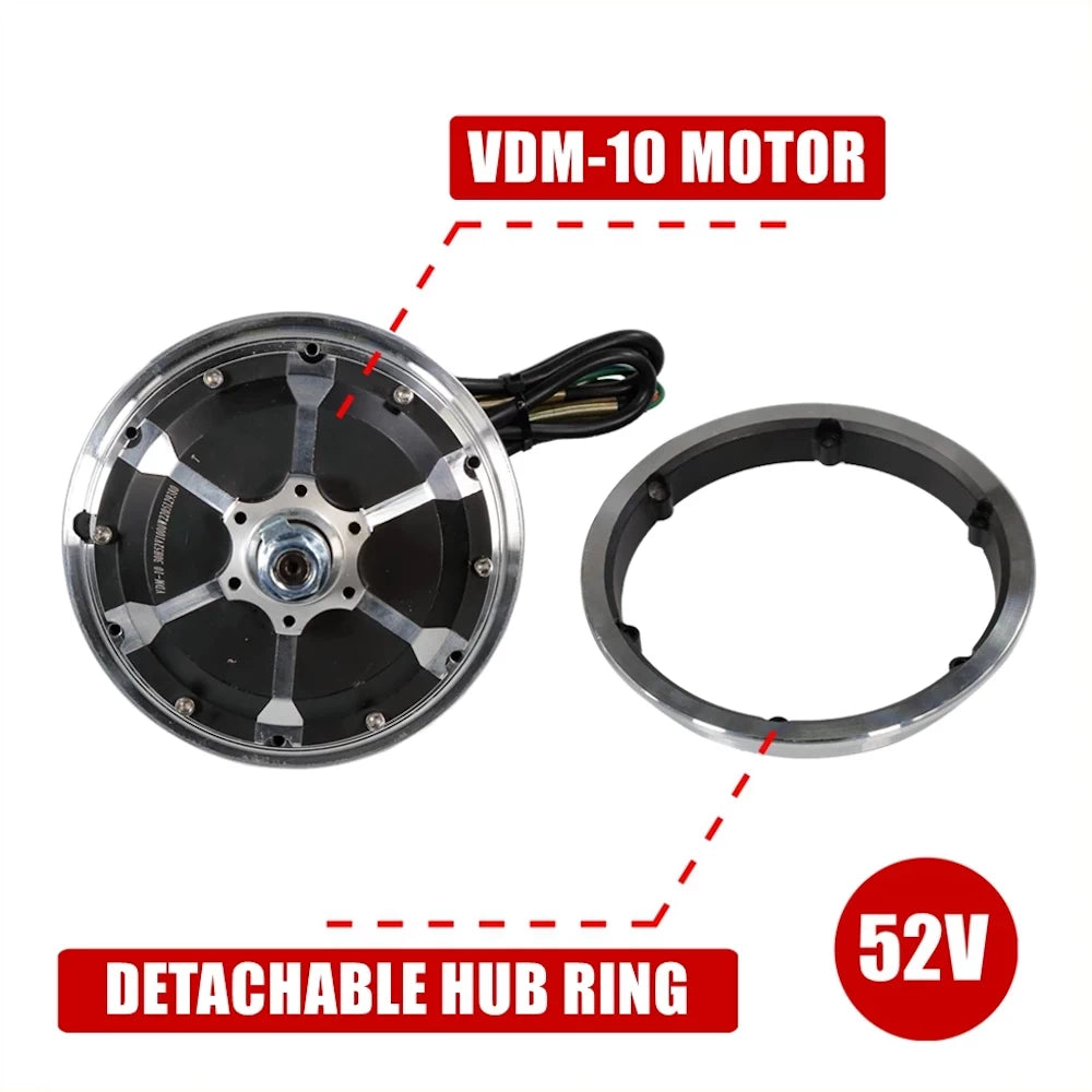 Diagram showing detachable hub ring on 52 V VDM-10 motor.