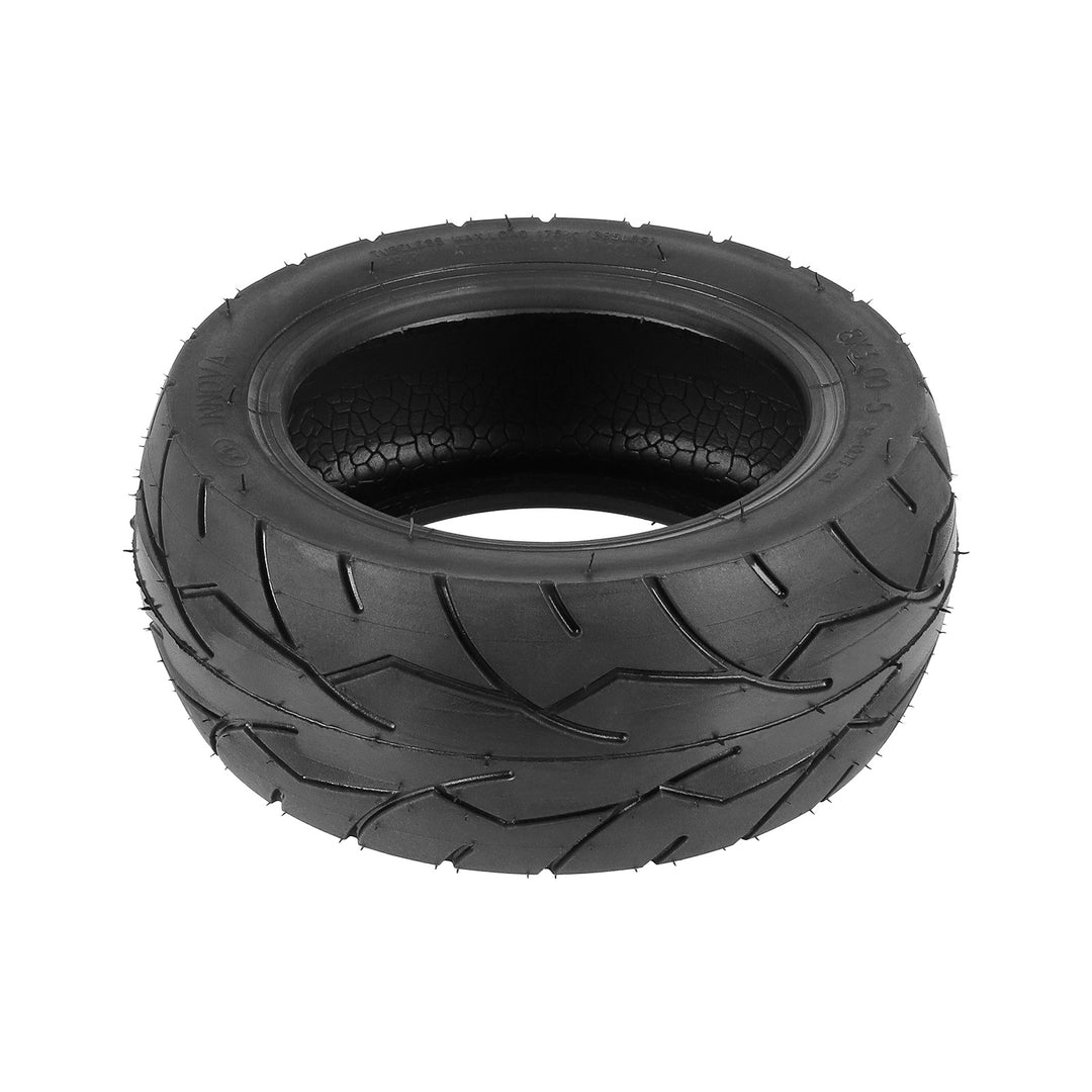 Innova 8x3.00-5 tubeless tyre for Kaabo Mantis 8, laid flat showing road tread, profile and internal construction