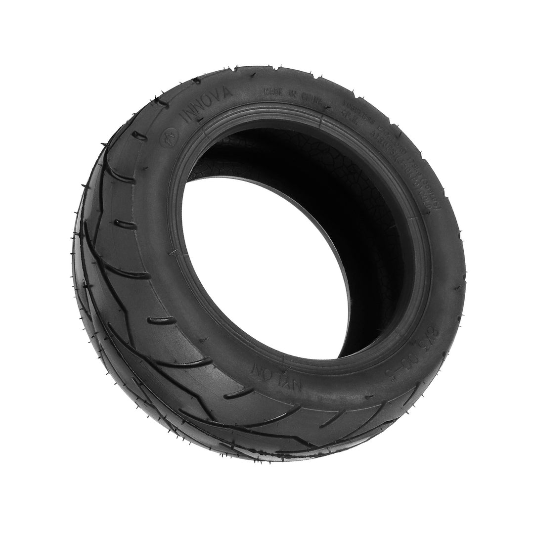 Angled view of the Innova 8x3.00-5 tubeless tyre for Kaabo Mantis 8 electric scooter EcoMotion Melbourne