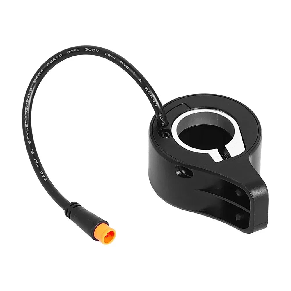 Underside view of Quick 4 throttle showing cable exit and with orange, 3 pin male Julet connector plug