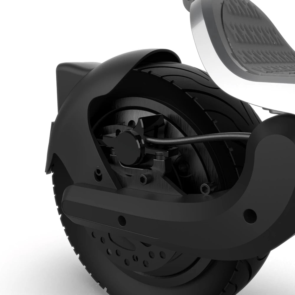 Detailed view of the rear wheel of the ION Max, equipped with hydraulic disc brakes for reliable stopping power.