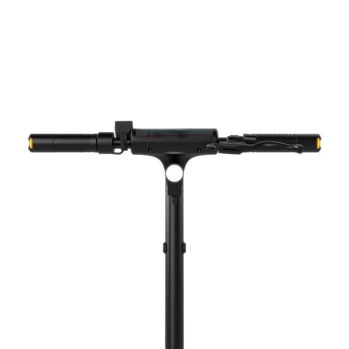 Front view of the ION Max handlebars, displaying the turn signals and ergonomic grips for rider comfort.