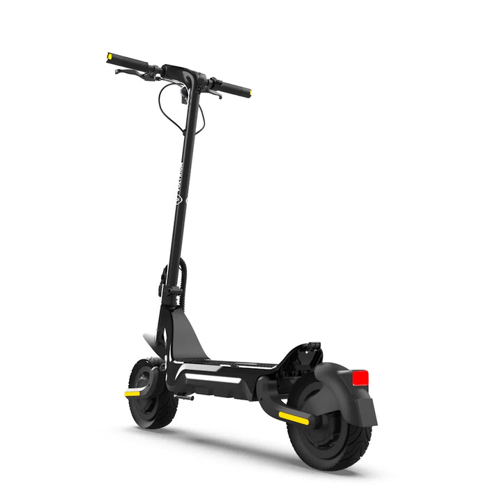 Voltrium ION Max Dual Motor Electric Scooter viewed from a rear angle, showing dual suspension and premium black finish.