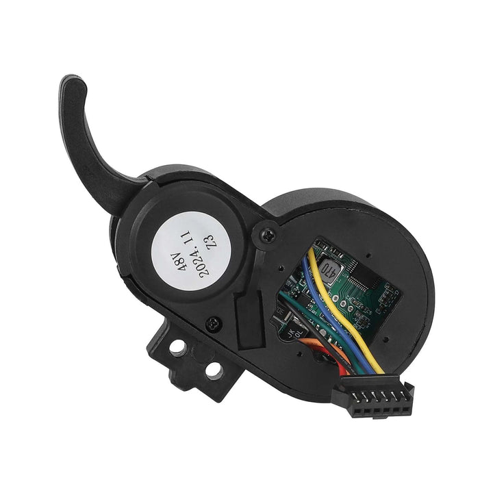 Rear view of the J&P 36-60V trigger throttle showing the flat-head 6 pin connector plug, accessible from the rear.