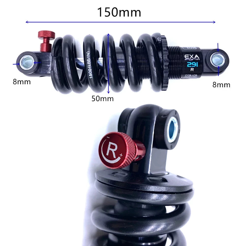 Close-up of the KS EXA Form 291R with 150mm distance, eye to eye, and a 50mm diameter. Close-up of the rebound