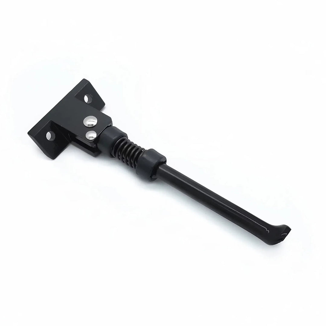 Original Kaabo Mantis kickstand replacement shown from angled view with spring-loaded folding mechanism and mounting bracket.