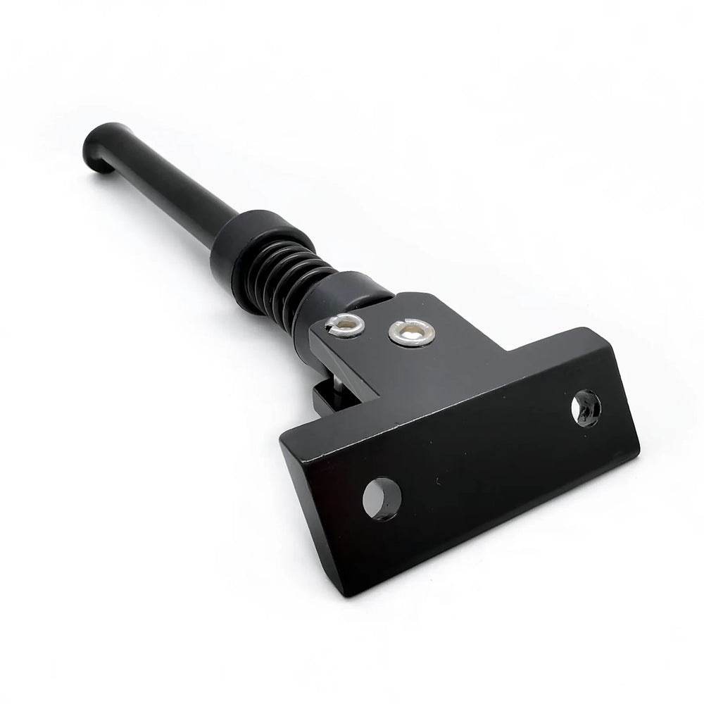 Genuine Kaabo OEM kickstand for Mantis 8 and Mantis 10 electric scooters showing mounting plate, spring mechanism and direct-fit bracket.