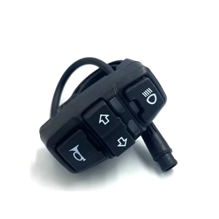 Compact scooter switch featuring durable ABS buttons and 6-pin cable.