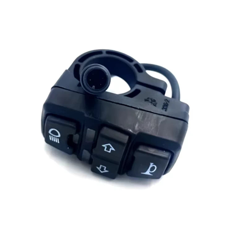 Handlebar mounting clamp and connector view of Kaabo multi-function switch.