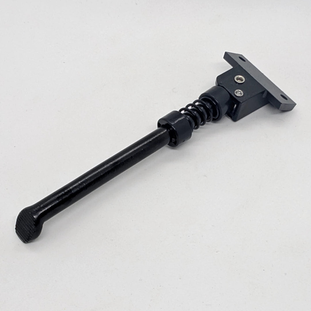 Angled, inside view of the OEM replacement kickstand for Bexly Raven, showing angled mounting plate for direct replacement.