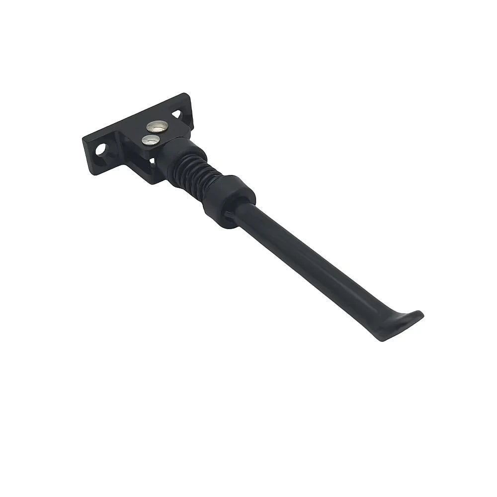 Original Kaabo Mantis King GT kickstand shown from angled side view with spring-loaded folding design and mounting bracket.