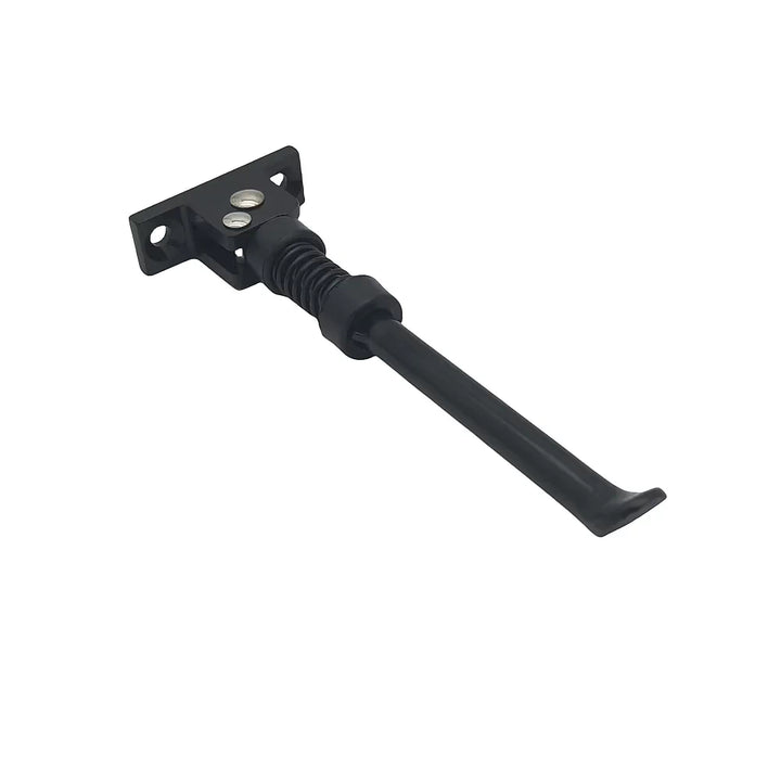 Original Kaabo Mantis King GT kickstand shown from angled side view with spring-loaded folding design and mounting bracket.