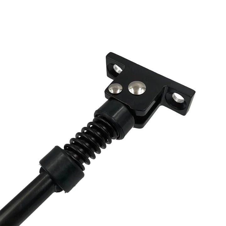 Genuine Kaabo Mantis King GT kickstand close-up showing OEM mounting plate, spring mechanism and heavy-duty steel construction.