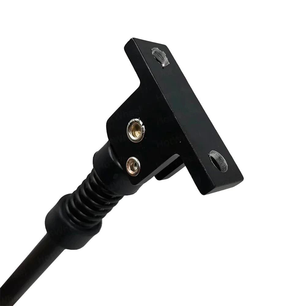 Top view of genuine Kaabo Mantis King GT kickstand displaying OEM mounting plate and folding arm assembly.