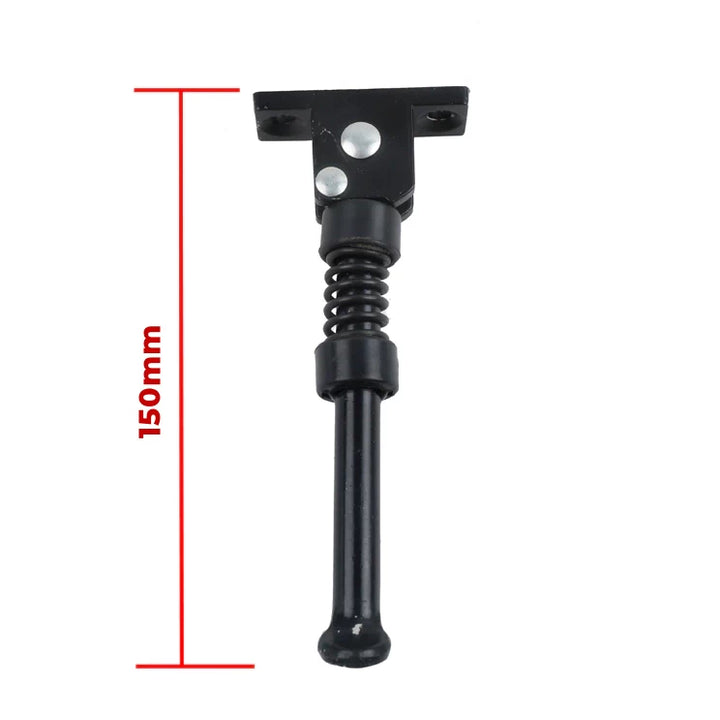 150mm Kickstand for Electric Scooters - Black kickstand measuring 150mm in length, with spring-loaded mechanism, perfect for electric scooter stability.