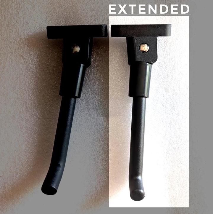 Side by side comparison of the Standard and Extended Kickstand options available for the  Xiaomi M365. The Extended option is highlighted